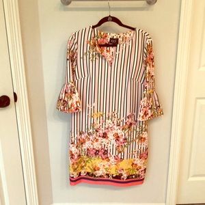 Gorgeous floral and striped shift dress